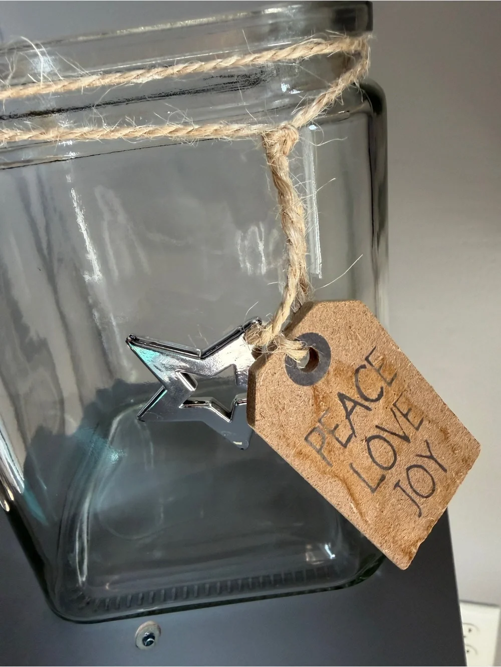 Glass Holiday Jar with Silver Star Accent - Clear